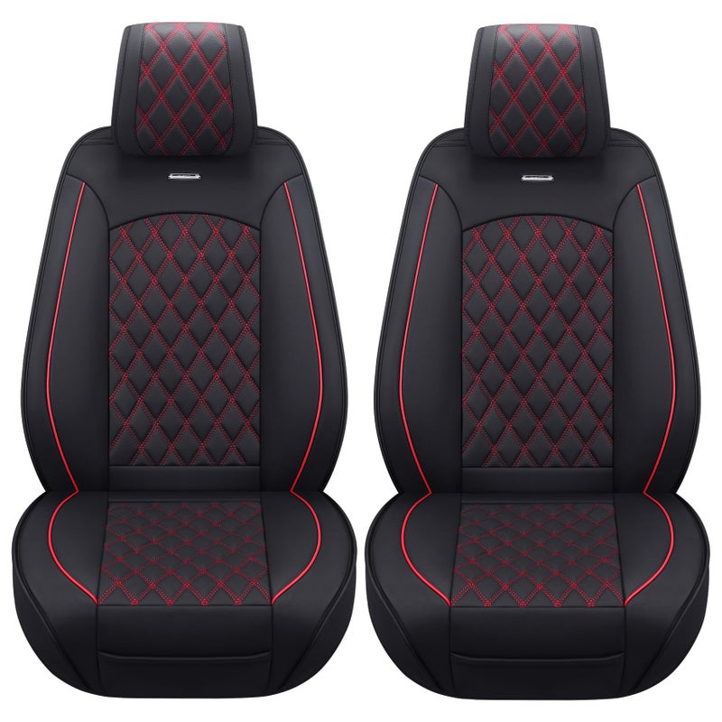 Aierxuan Front Car Seat Covers Custom Fit 2009-2026 Ford F150, 2017-2026 F250 F350 F450 Super Duty Crew Cab Regular Cab Super Cab, Automotive Vehicle Cushion with Waterproof Leather (Black and Red) - Image 1